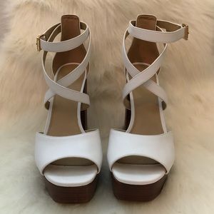 NEW Michael Kors White Leather Platform Heels